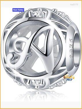 Letter Initial A-Z Alphabet Charm Dangle for Bracelet Necklace 925 Sterling